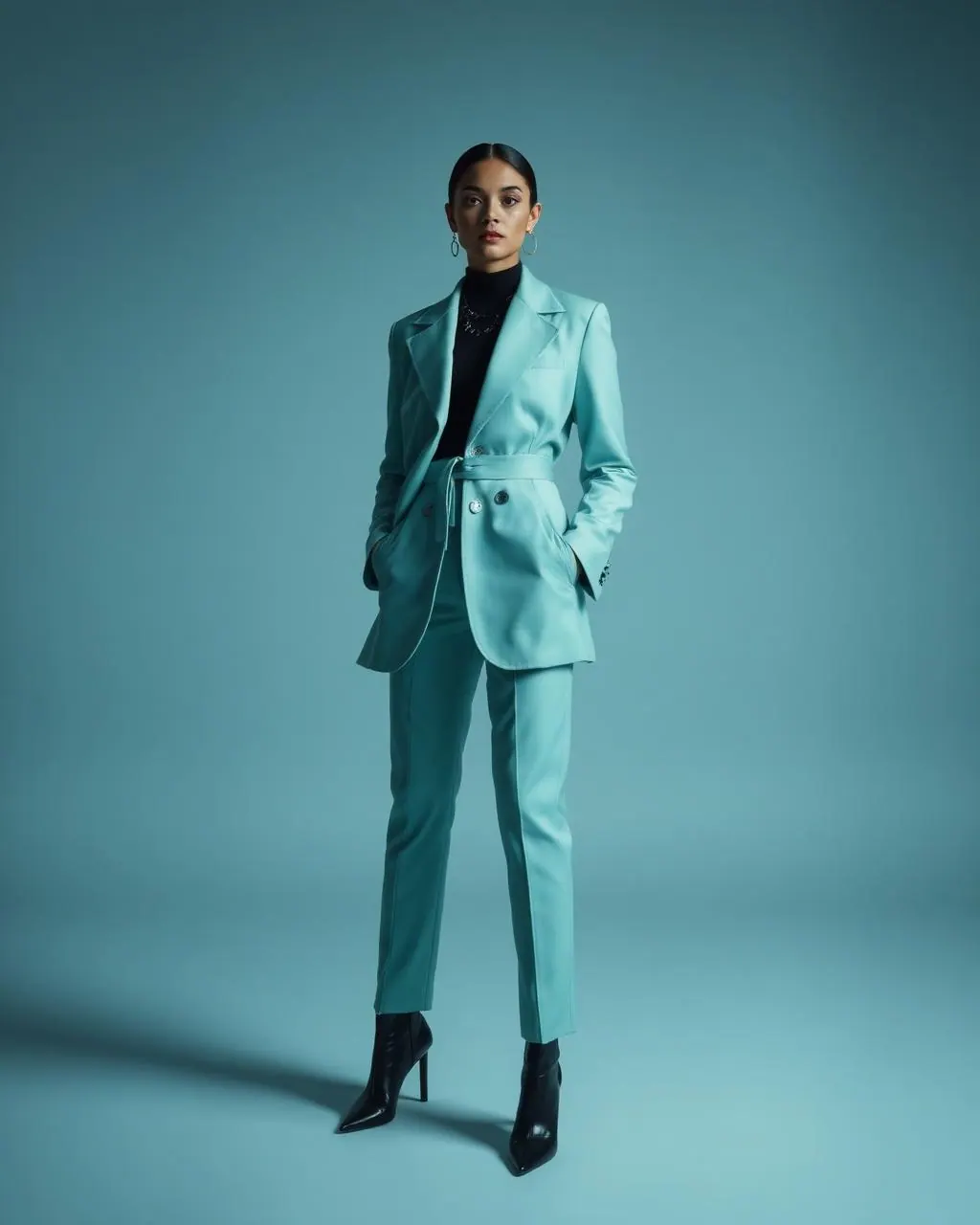 Shooting virtuale realizzato con intelligenza artificiale: modella generata con AI per campagna di moda premium